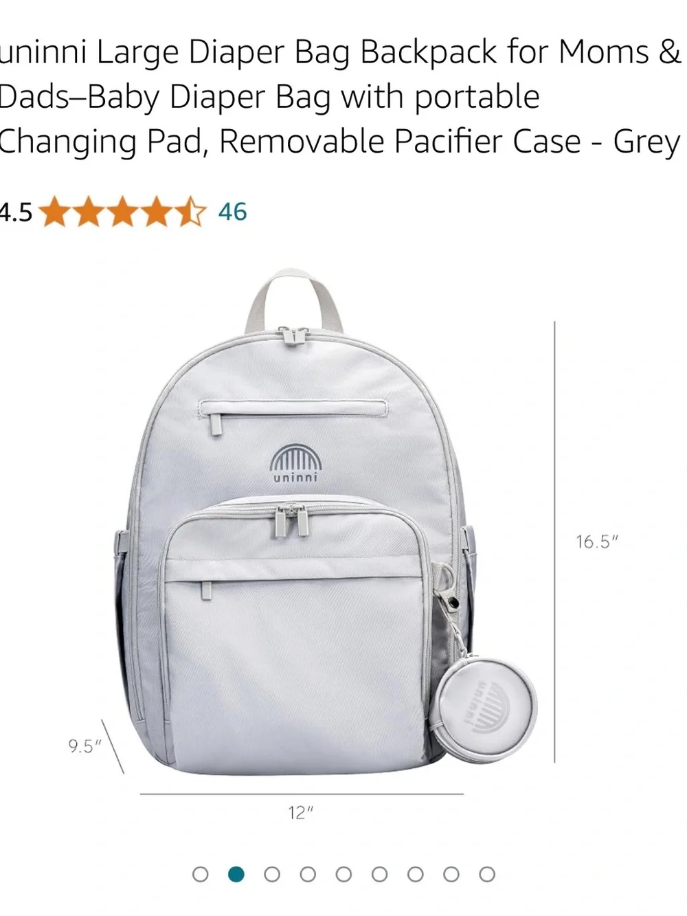 Vininni All-in-One Diaper Backpack – Light Gray